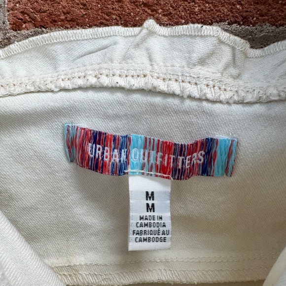 Urban Outfitters Ruffle Strap Dress Lace‎ Up Beige Mini Dress Medium - Picture 11 of 12